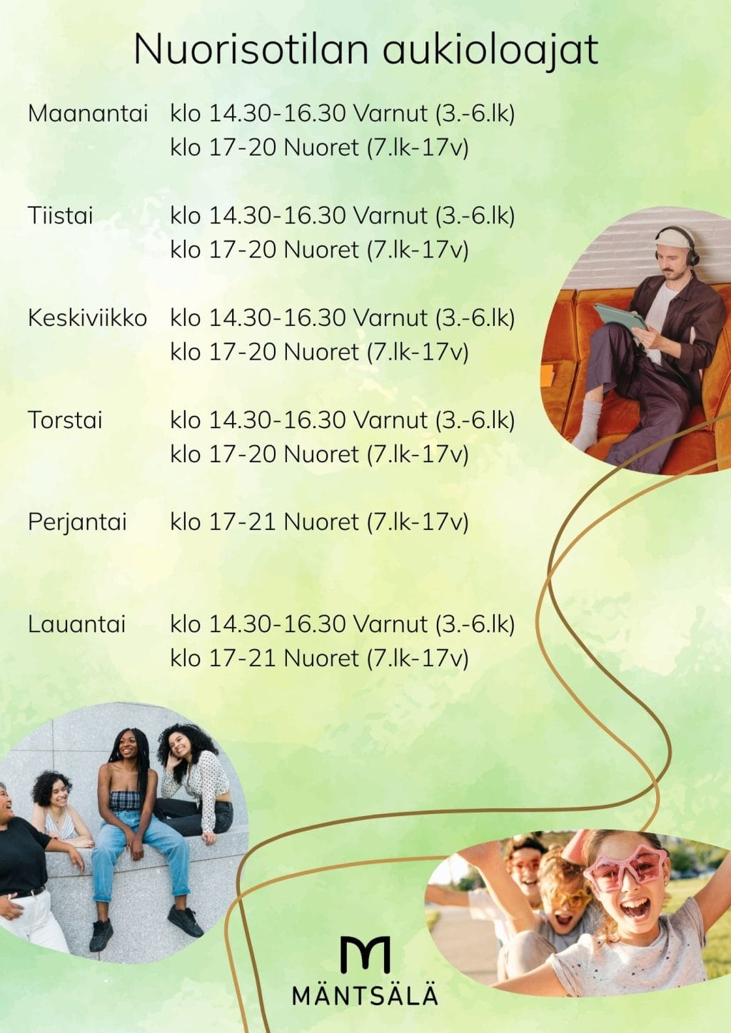 Mainos nuorisotilan aukioloajoista